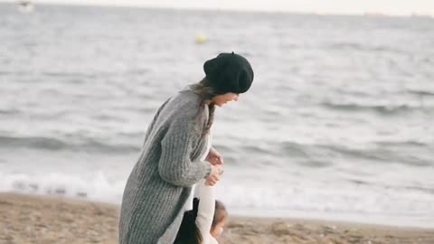 Beach Play For Mother & Child