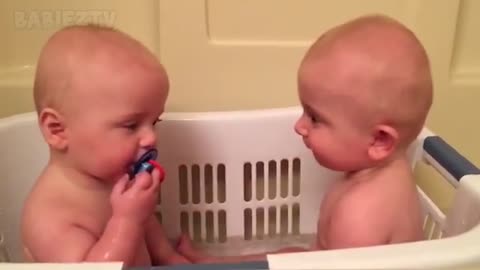 Cute TWIN Babies Share Pacifier - Funny Baby Videos