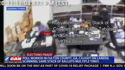 CAUGHT: Surveillance footage shows Georgia poll worker scanning the same batch of ballots MULTIPLE times!
