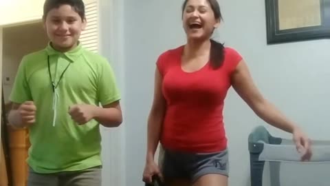 Boy Interrupts His Mom's Workout With A Fart