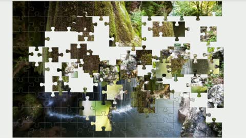 Puzzle. Bigar waterfall. Ruiynia. Nature.