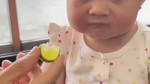 Wait for her Reaction 😍😍😍 | Watch Short Reel of Baby | Having Lemon 😍😍😍