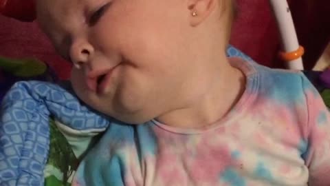 Adorable Baby Falls Asleep Eating.