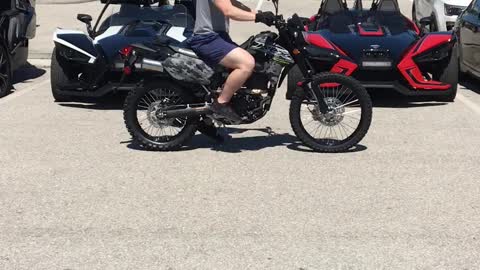 My sons new 2019 KLX 250s dual sport bike