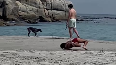 Funny guy on beach