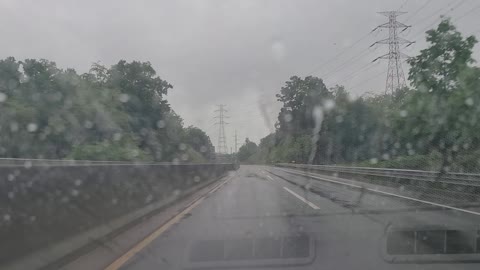 Rainwater seen while driving