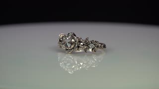 Carved Victorian style 18k diamond ring