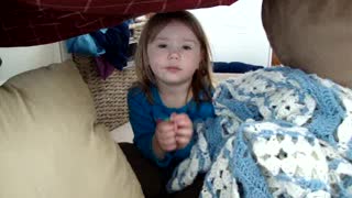 Little Girl Pretends To Be Troll And Won't Let Dad In Fort