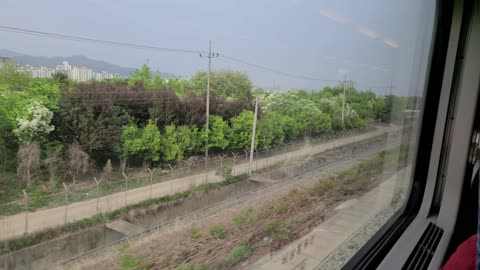 Outside view from a running train