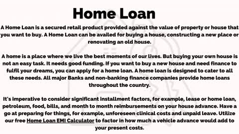 All About Home Loan