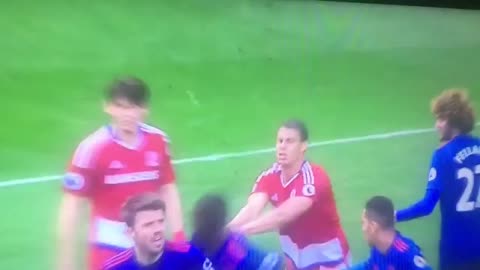 Rudy Gestede trying to give Eric Bailly a bite