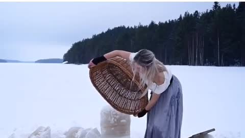 see what it's like to do laundry in the swedish winter