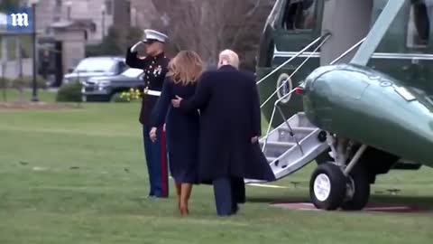 Melania Trump Trips On White House Lawn, Caught by President