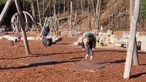 Kid fall asleep while on swing