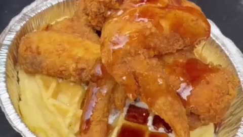 Southern fried chicken and eggnog waffles