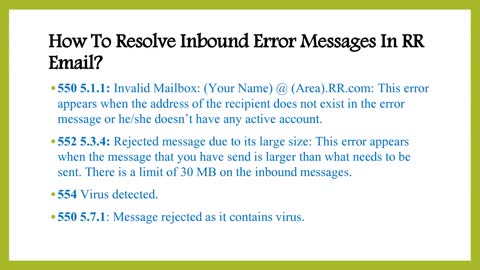 How to resolve inbound error messages in Roadrunner?