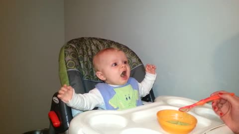 Cute Baby doesn't like eating Avocado!