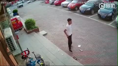 Boy Showing Rage on Ice Cream Caught on CCTV Camera