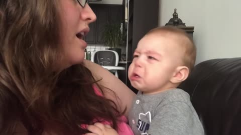 Moment Baby Gets Emotional When Mom Sings!