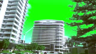 Green Screen 6 Star Hotel Tower Broadbeach with roadway live