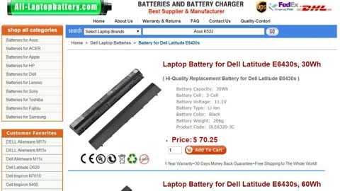 Laptop Battery for Dell Latitude E6430