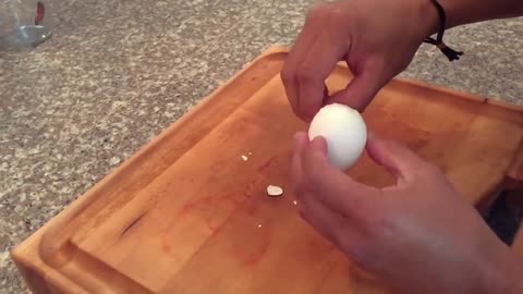 How to blow a hard boiled egg out of its shell ?? 🍳