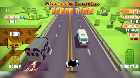 Blocky Highway_ Traffic Racing School Bus at Country Side