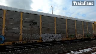 CN 533 Slow Moving From Tunnel With CN 5291 Eastbound Manifest Train In Ontario