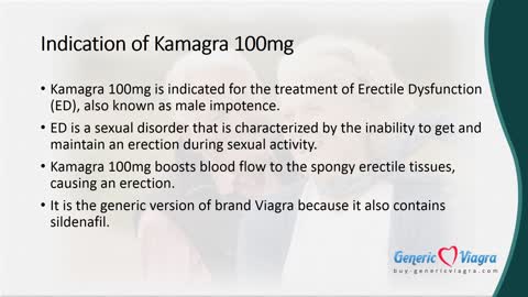 Kamagra 100mg Is a Powerful Generic Erectile Dysfunction Medicine