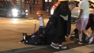 Odd Scene at New York City Crosswalk