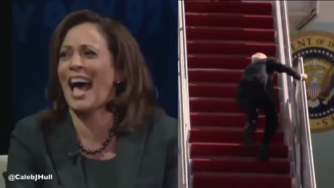 We just got hold of Kamala Harris' live reaction to Joe falling on the stairs...