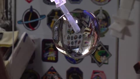 Space station astronauts grow a water bubble