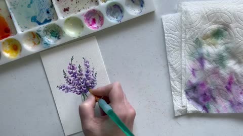 Watercolor Lavender Bouquet