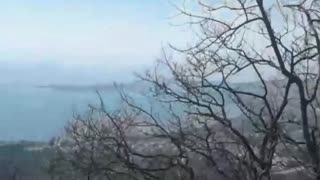 Cable car overlooking the sea.