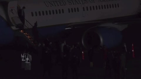 Footage of Nancy Pelosi exiting the plane in Taipei, Taiwan.