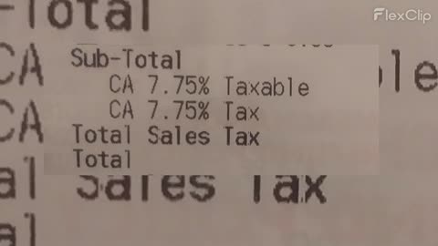 Shopping Receipts Sales Tax Comparison - Los Angeles, San Bernardino County California