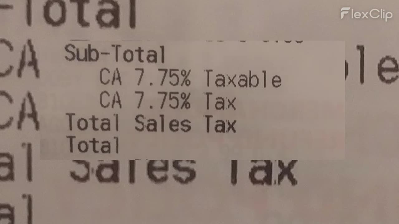 Shopping Receipts Sales Tax Comparison Los Angeles, San Bernardino