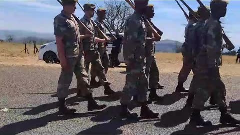 SANDF rehearsal outside KwaPhindangene