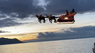 Santa Flies Over Swiss Lake