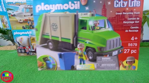 Fire Truck, Garbage Trucks, Cement Mixer & Wild Life PLAYMOBIL Construction Toy Vehicles for Kids