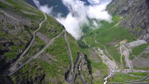 trolls path trollstigen or trollstigveien winding mountain road in norway