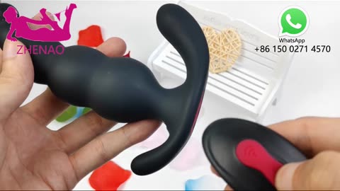 large silicone rechargeable remote prostate massager vibrator long vibrating butt plug big anal bead