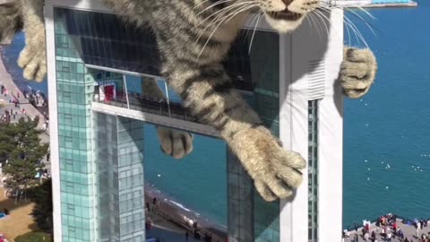 Cat on top of building