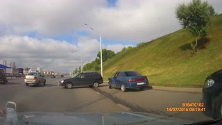 Car Rolls Onto Highway