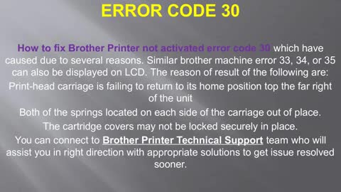 How to Fix Brother Printer not activated Error Code 30