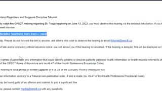 How to get around CPSO Tribunal link bug in auto-reply email for Dr Trozzi´s hearing