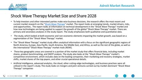 Shock Wave Therapy market Size,Share,Future Growth and Competition Analysis 2028