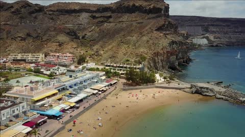 breathtaking aerial views of the lomo city on gran canaria island in spain