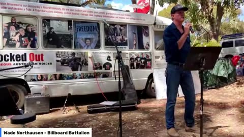 Farmer Wade speaking live at 8:32 Muster at Maldon - Billboard Battalion 23/3/2024