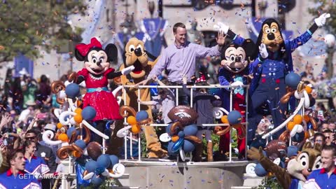 Peyton Manning Celebrates Super Bowl Victory at Disneyland, Headlines Parade